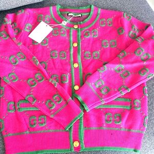 Gucci Pink and Green GG Pattern Sweater